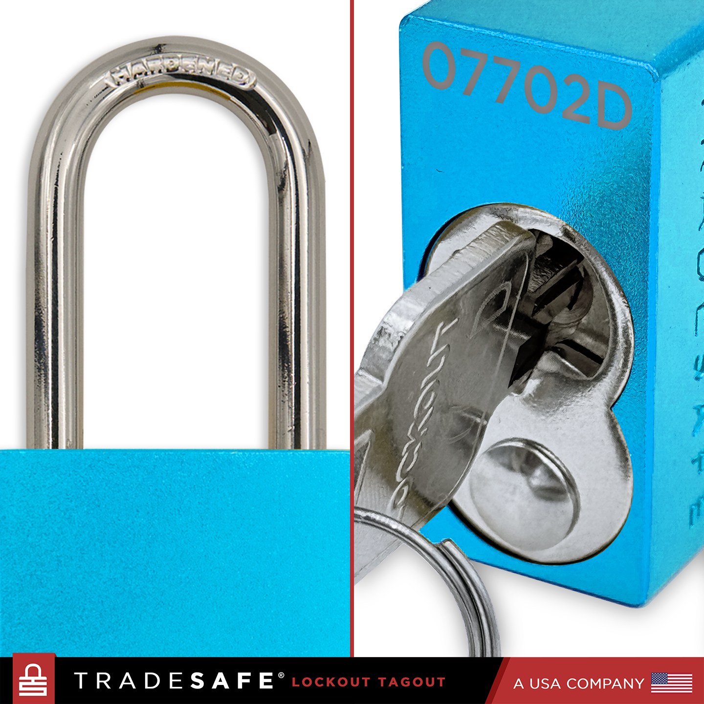 blue weatherproof padlock shackle and cylinder