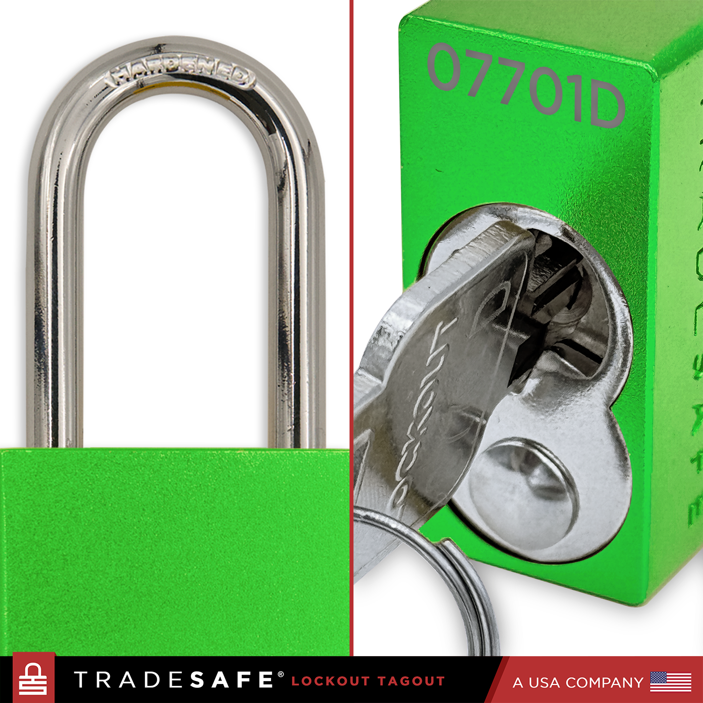 green weatherproof padlock shackle and cylinder