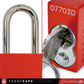 red weatherproof padlock shackle and cylinder