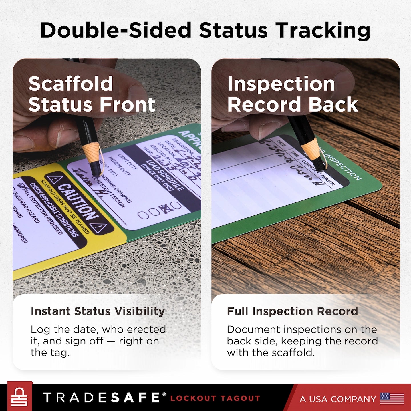double-sided status tracking lockout tagout tags