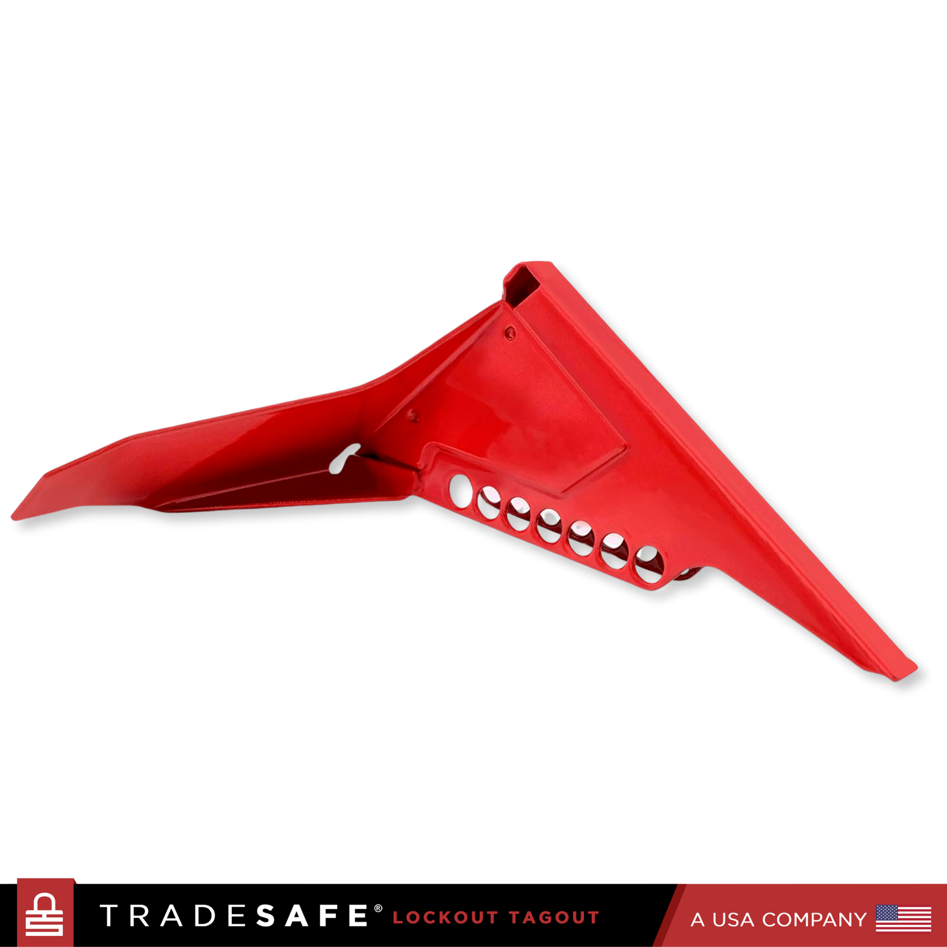 tradesafe red standard ball valve lock with seven padlock holes