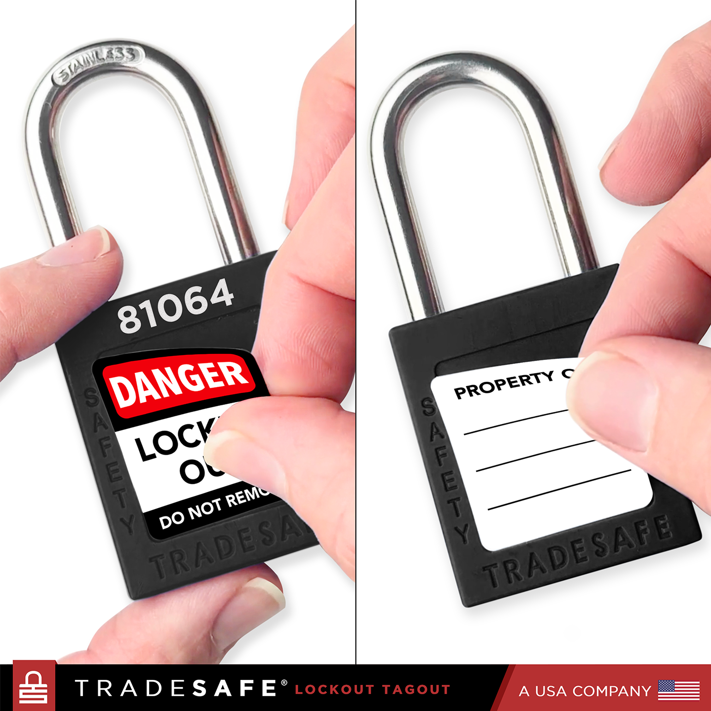 Black Keyed Different Lockout Locks - 2 Keys - 10 Pack | TRADESAFE