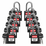 set of 10 black keyed different locks with master key