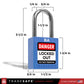 blue lockout tagout padlock with dimensions