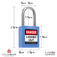 dimensions of a blue keyed different master keyed lockout tagout padlock