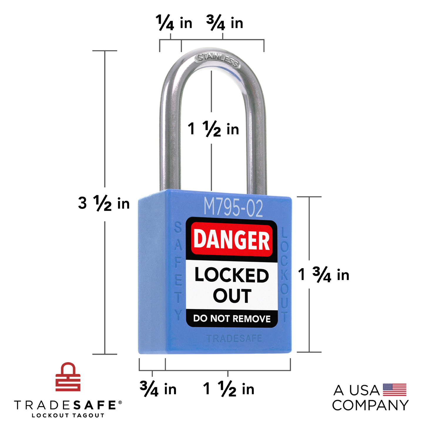 10 Blue Master Keyed Lockout Locks - Keyed Different - 2 keys | TRADESAFE