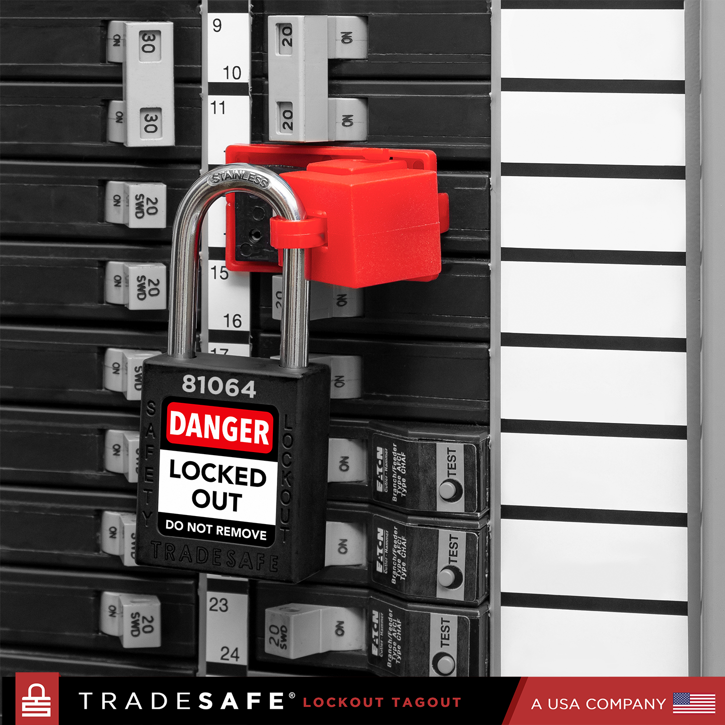 Lock Rack Lockout Locks Black Keyed Different Lockout Locks - 2 Keys - 10 Pack | TRADESAFE