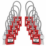 10-pack red cable shackle loto keyed alike unlimited padlocks