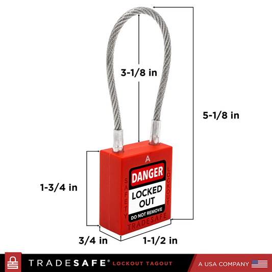 lockout tagout cable padlocks dimensions
