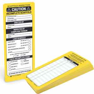 yellow scaffold inspection record cards 