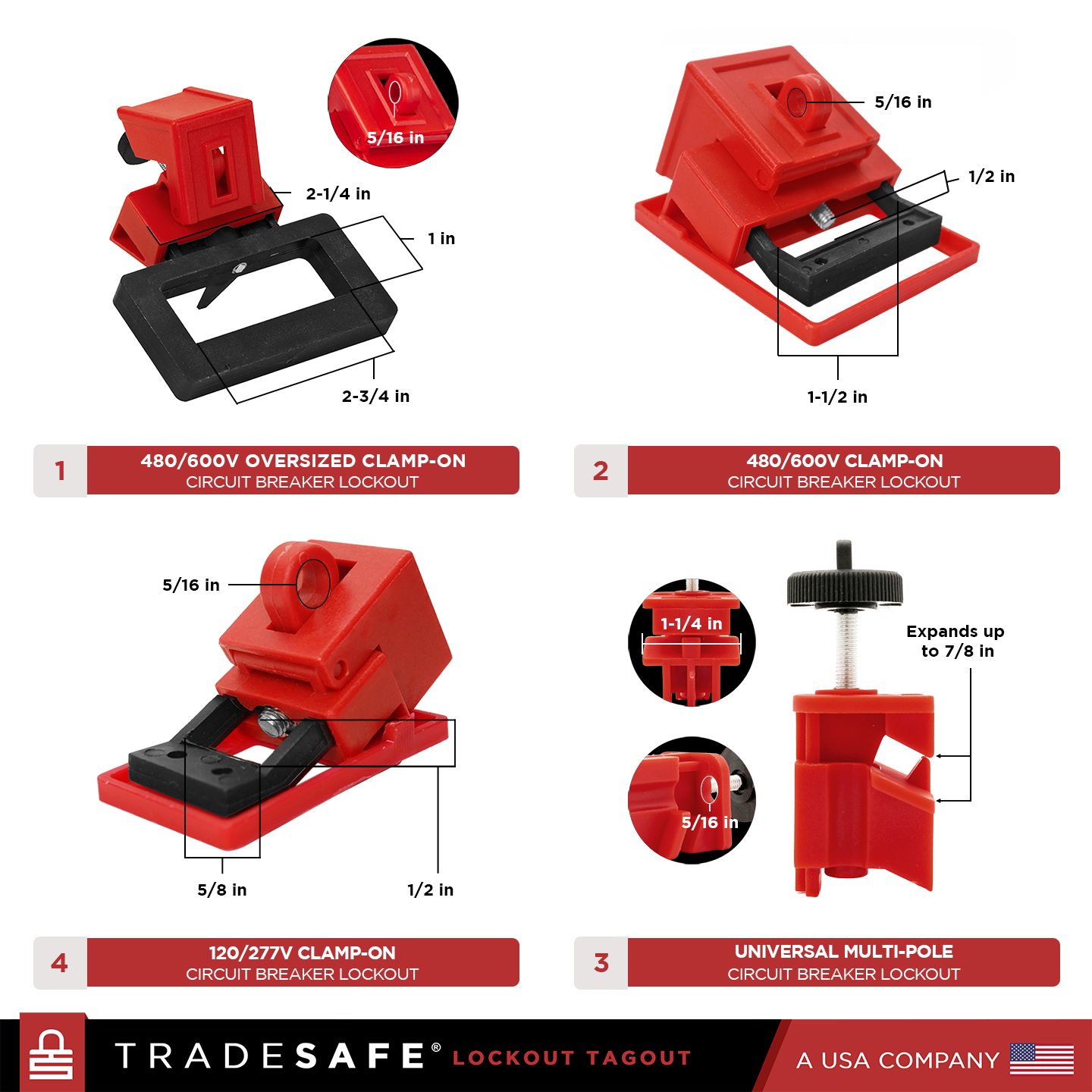 dimensions and quantities of circuit breaker locks