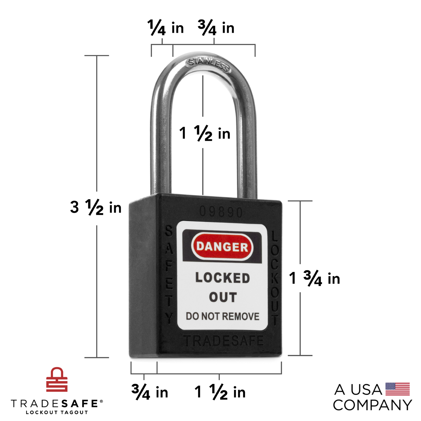 1-3/16 In. Solid-Brass Keyed Padlock, Black Covered Keyhead -131D