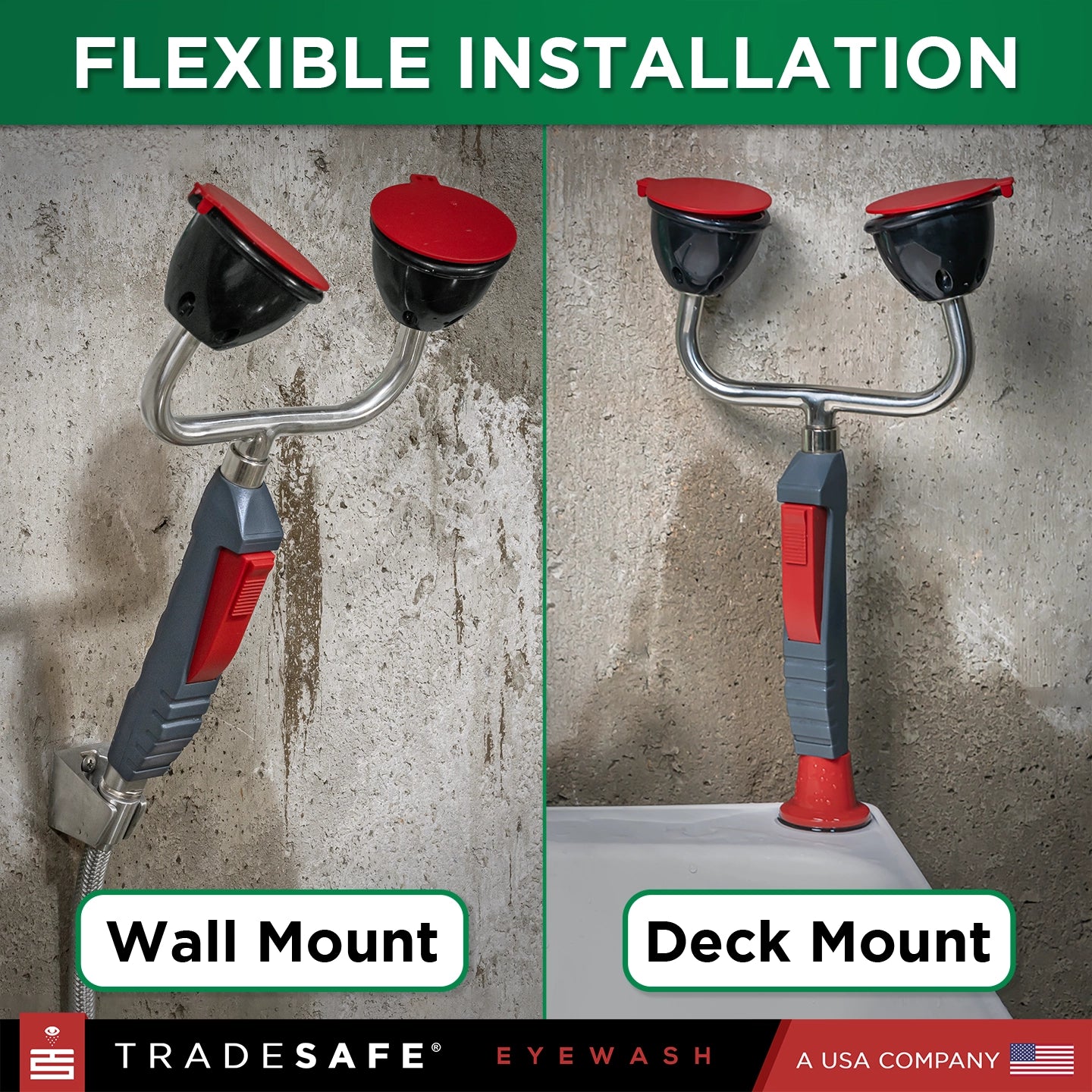 eyewash station dual mounting flexible installation