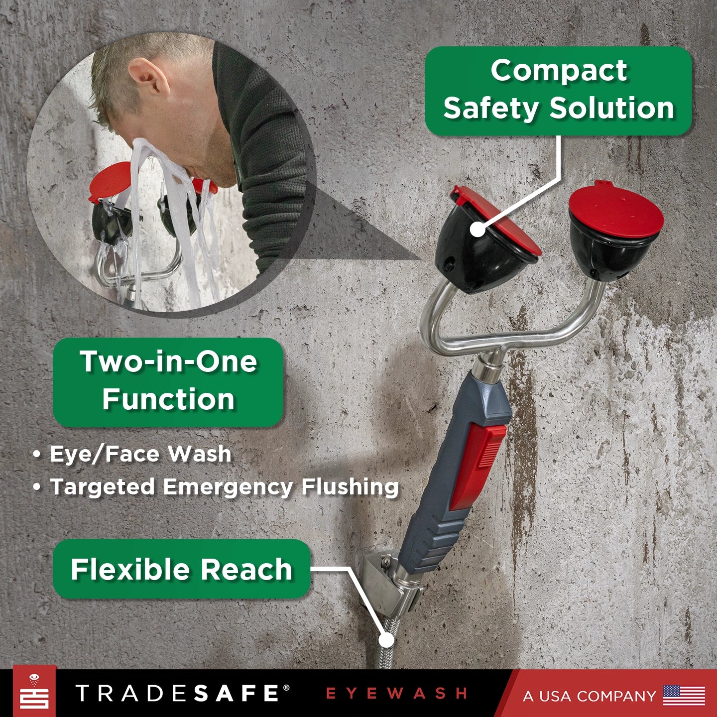 two in one function of drench hose head eyewasher