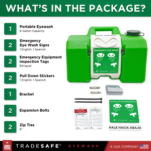 components and quantities of portable eyewash station