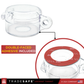 infographics of emergency push button cover with text; includes double-faced adhesive for easy installation