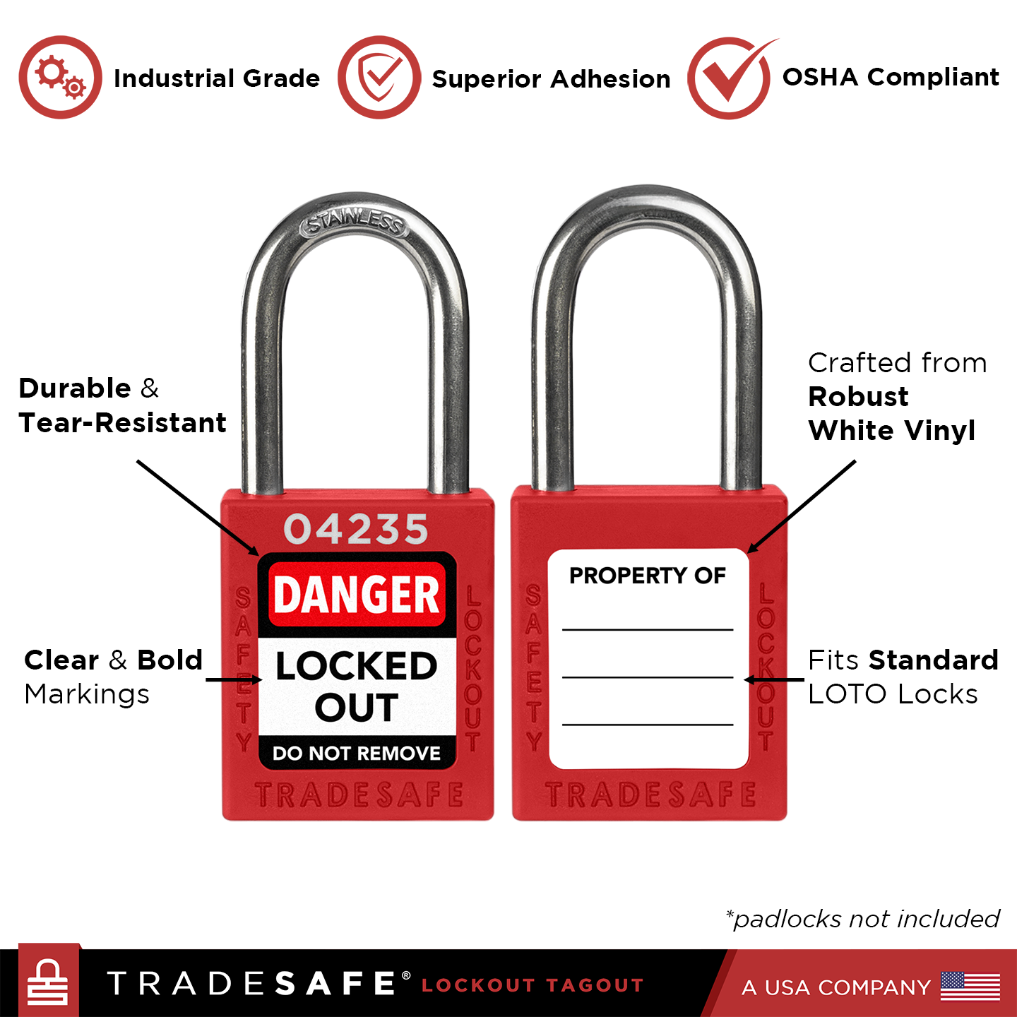 English Padlock Labels - 20 Pack Lockout Labels | TRADESAFE