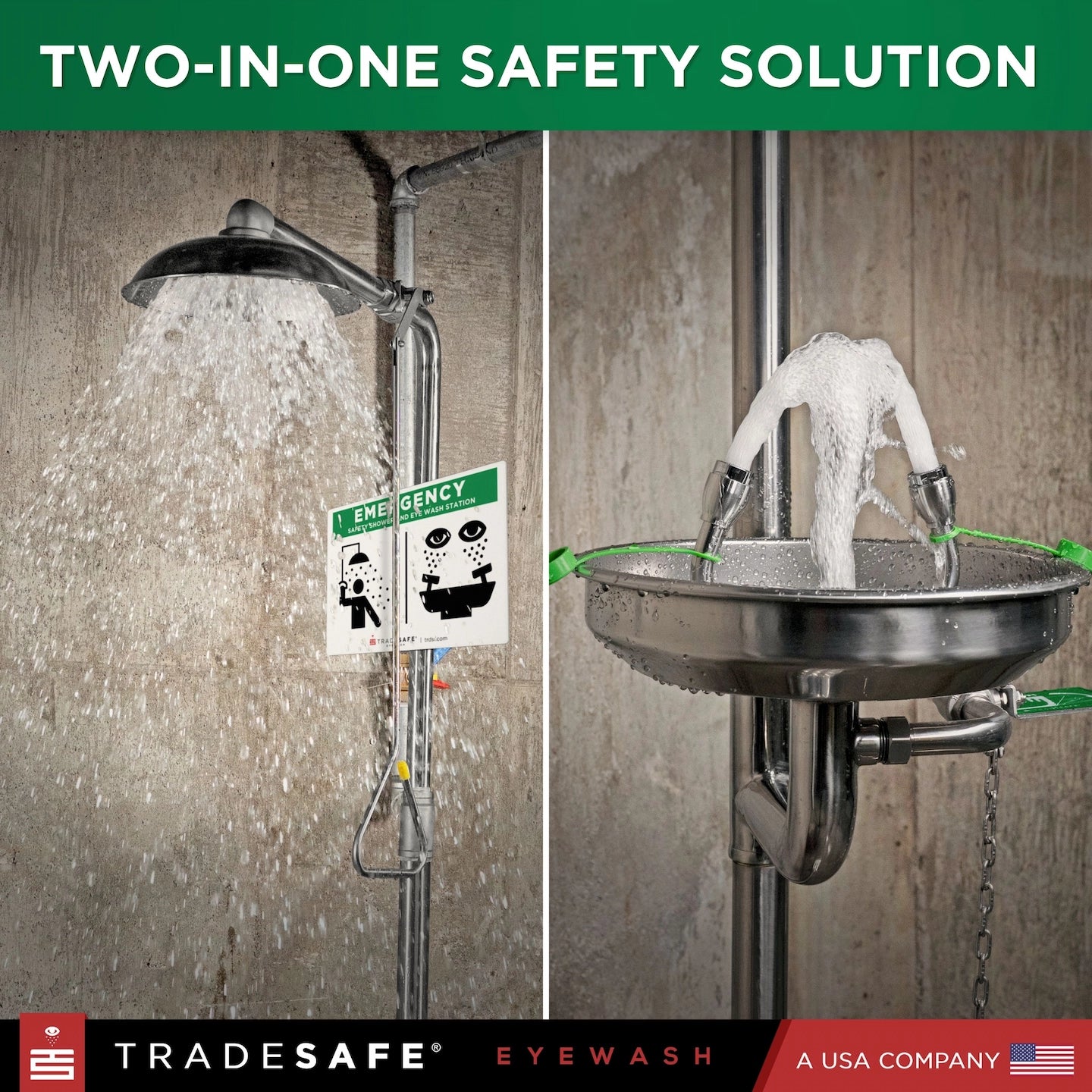 emergency shower and eyewash station two in one safety solution