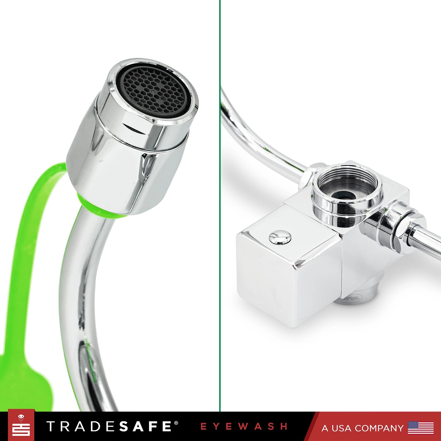 close up view of faucet nozzle and diverter valve