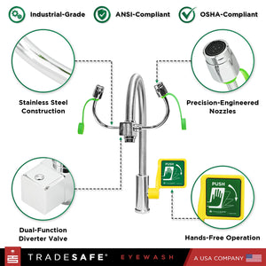 faucet mount with valve features, including stainless steel construction