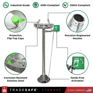features of floor mounted eye wash emergency station