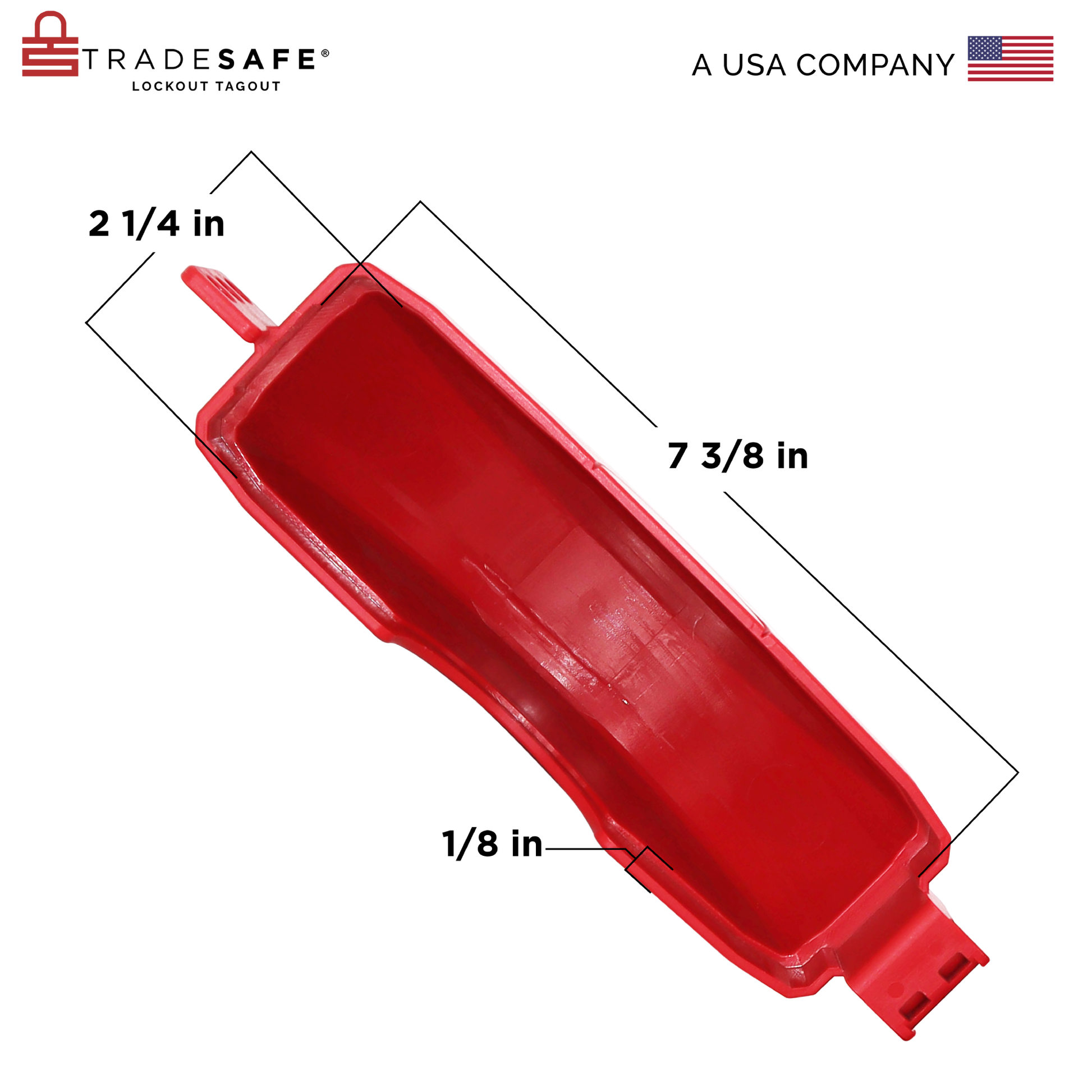 close up view of the hinge part of a fully opened red gate valve lockout device