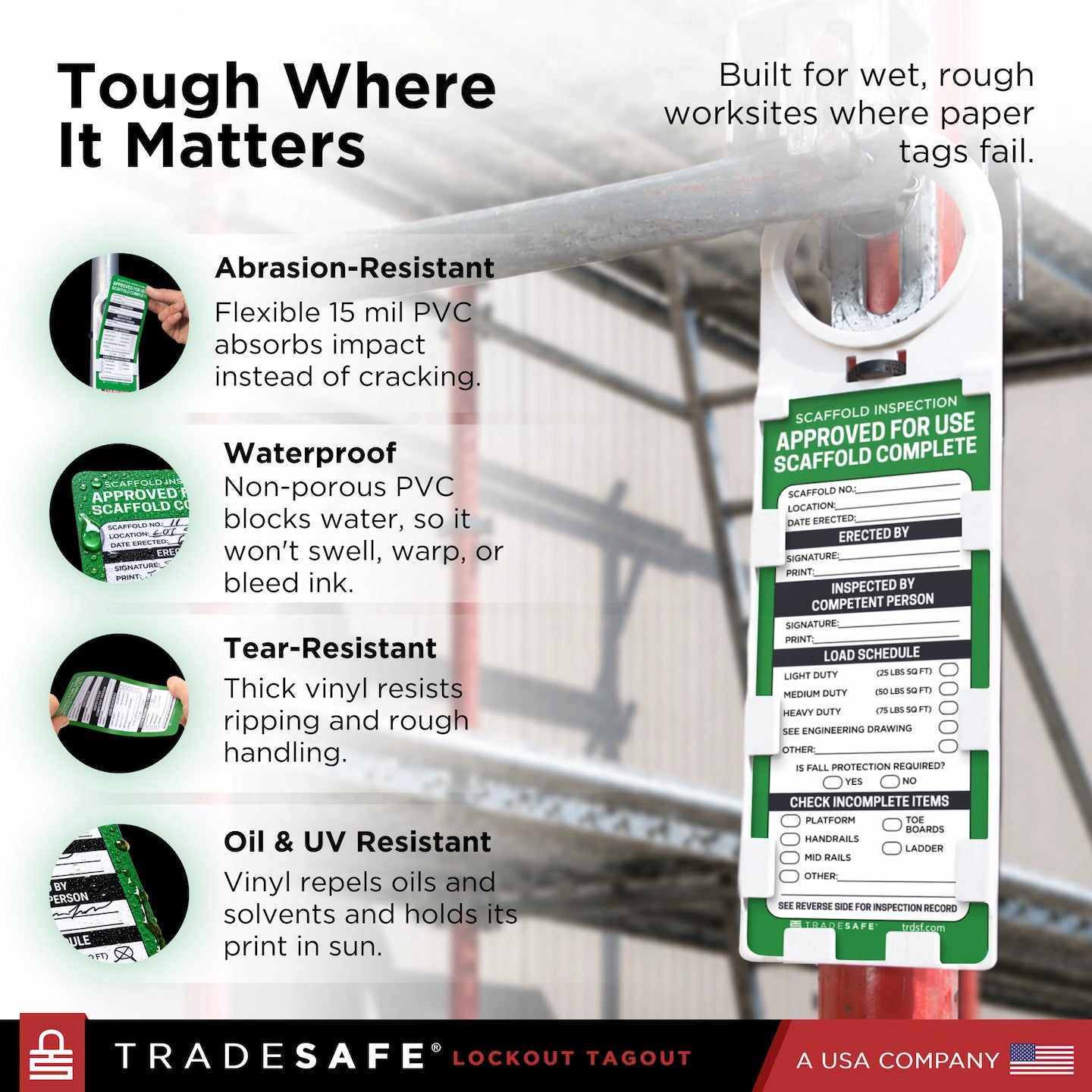 scaffold inspection tags features and specifications