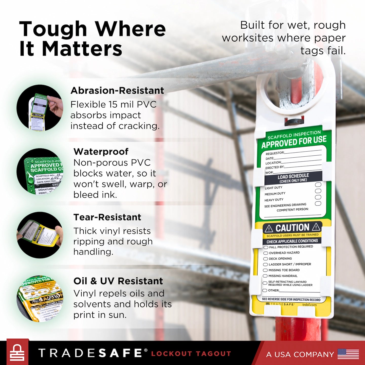 scaffold inspection tags features and specifications