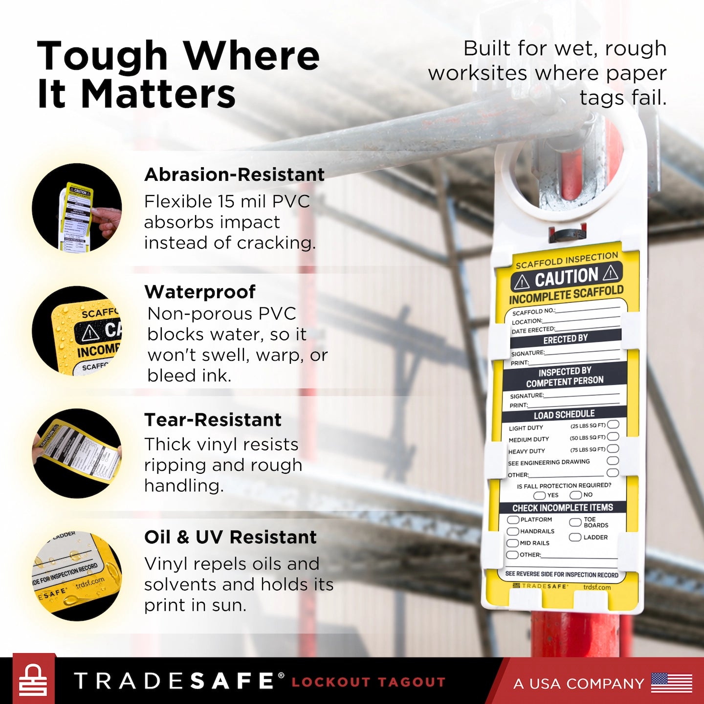 scaffold inspection tags features and specifications