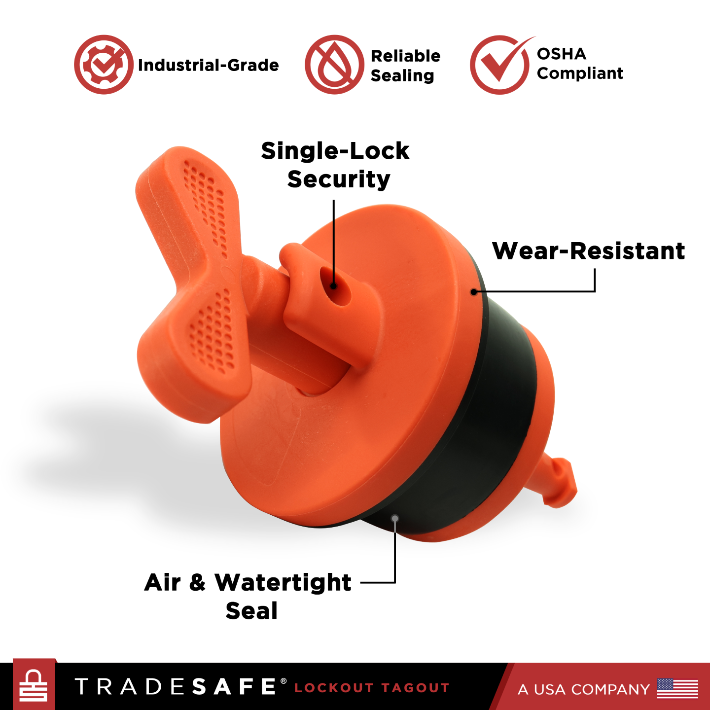 infographic: nylon drum plug lock -single-lock security, wear-resistant, air & watertight seal