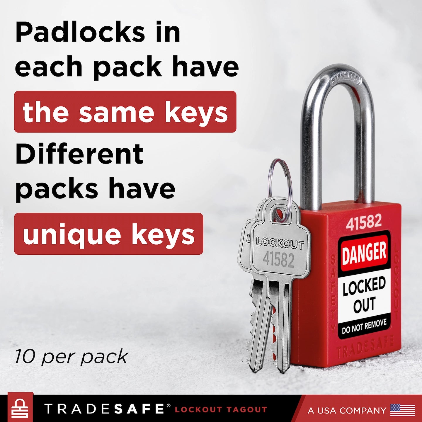 padlocks in each pack have the same keys, different packs have unique keys
