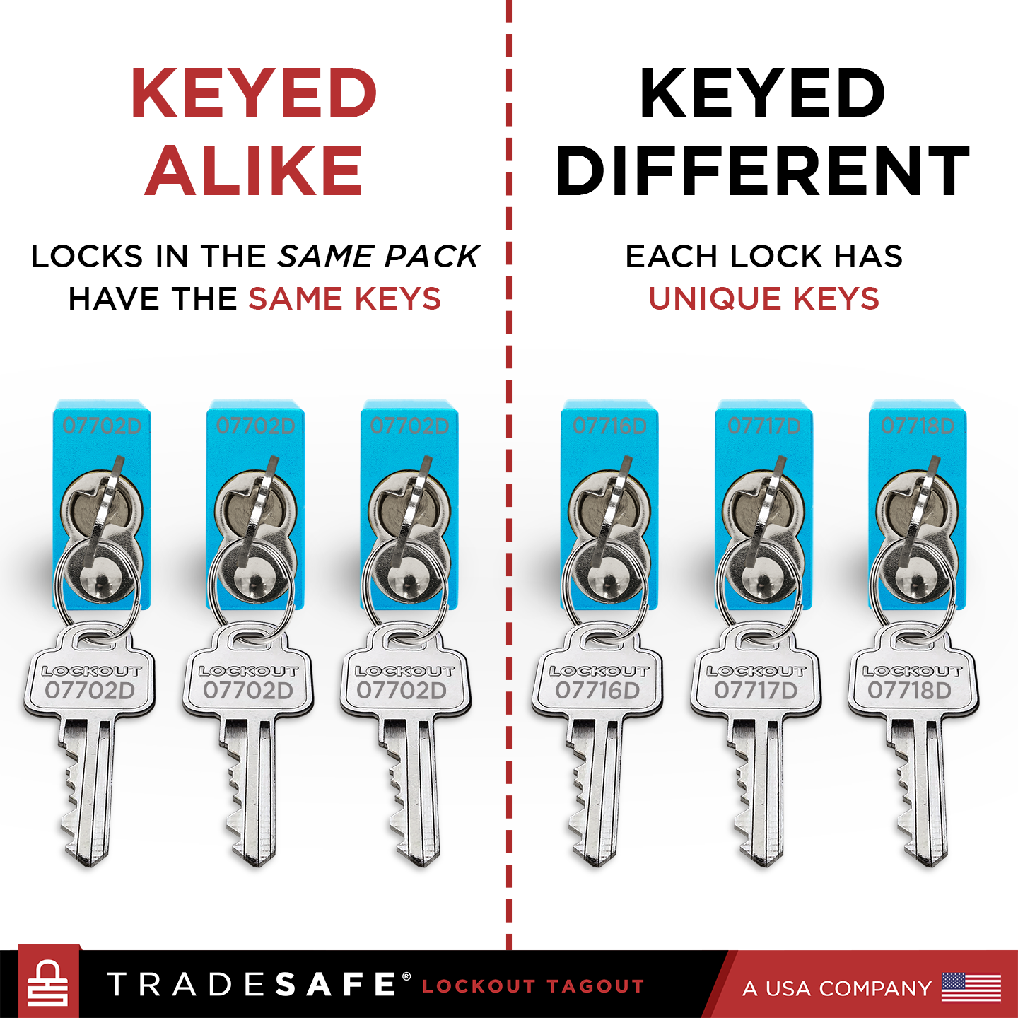 blue keyed alike vs keyed different lock out locks