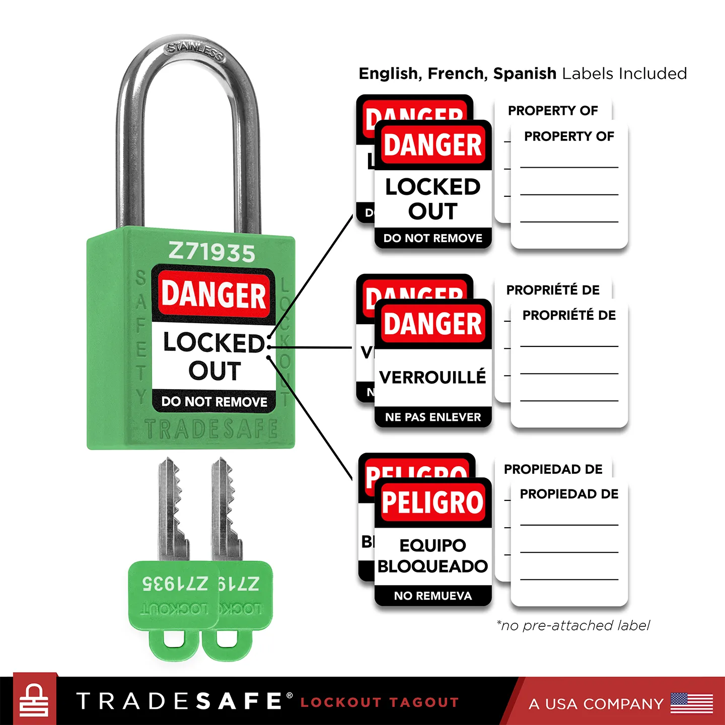 multilingual lockout tagout lock danger labels