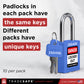 padlocks in each pack have the same keys, different packs have unique keys