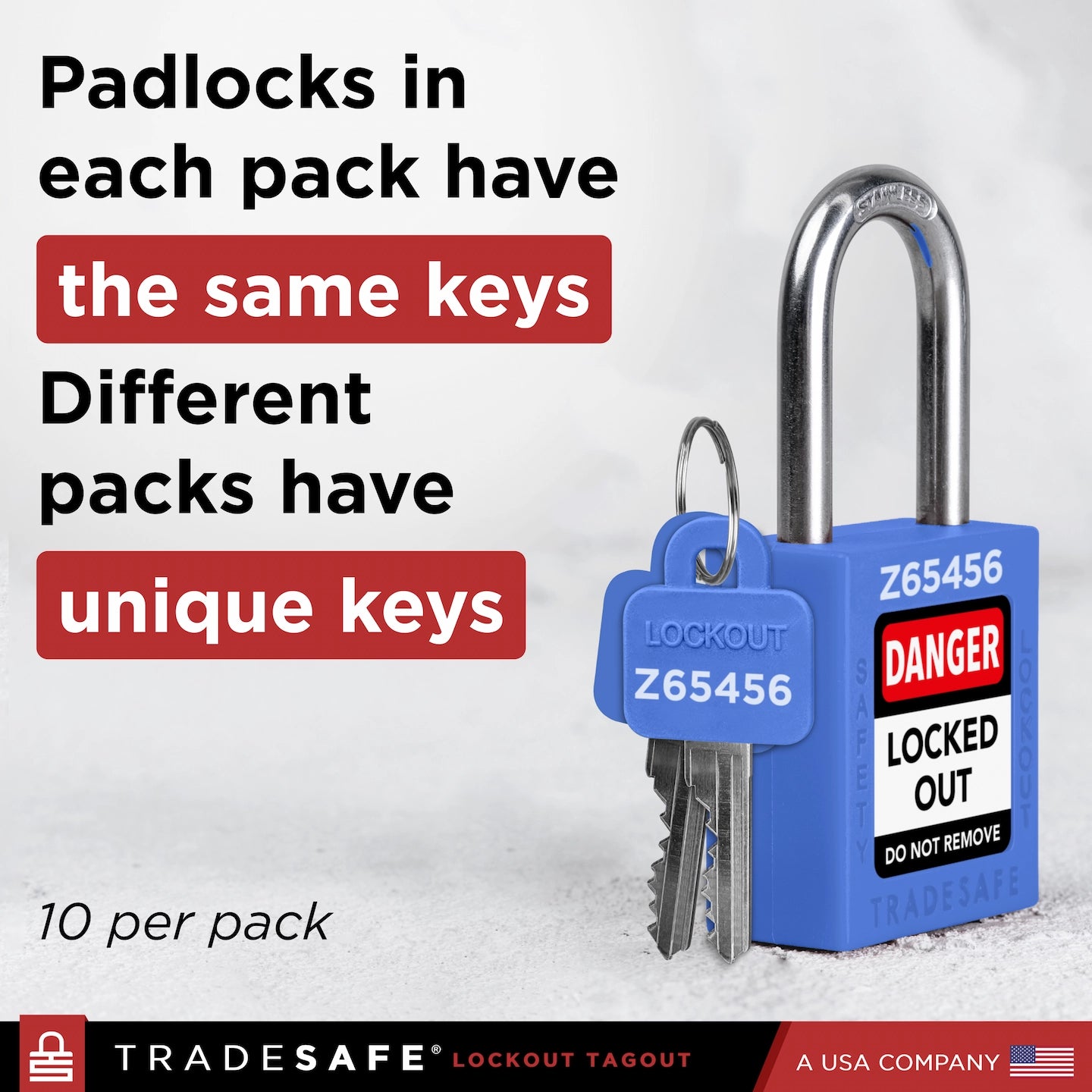 padlocks in each pack have the same keys, different packs have unique keys