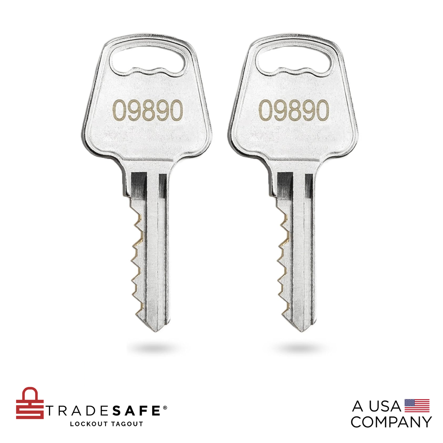 two keys, each with the five-digit code 09890