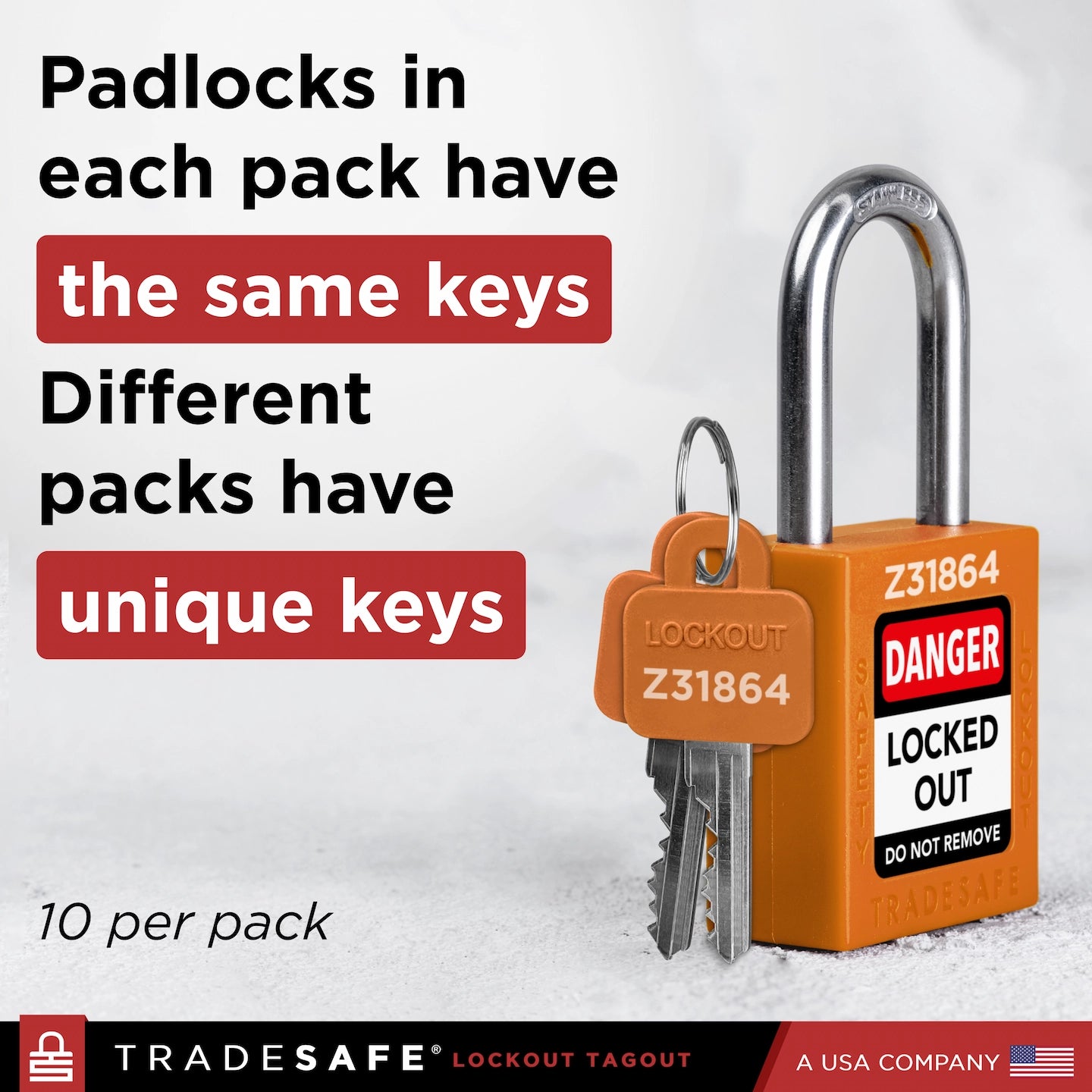 padlocks in each pack have the same keys, different packs have unique keys