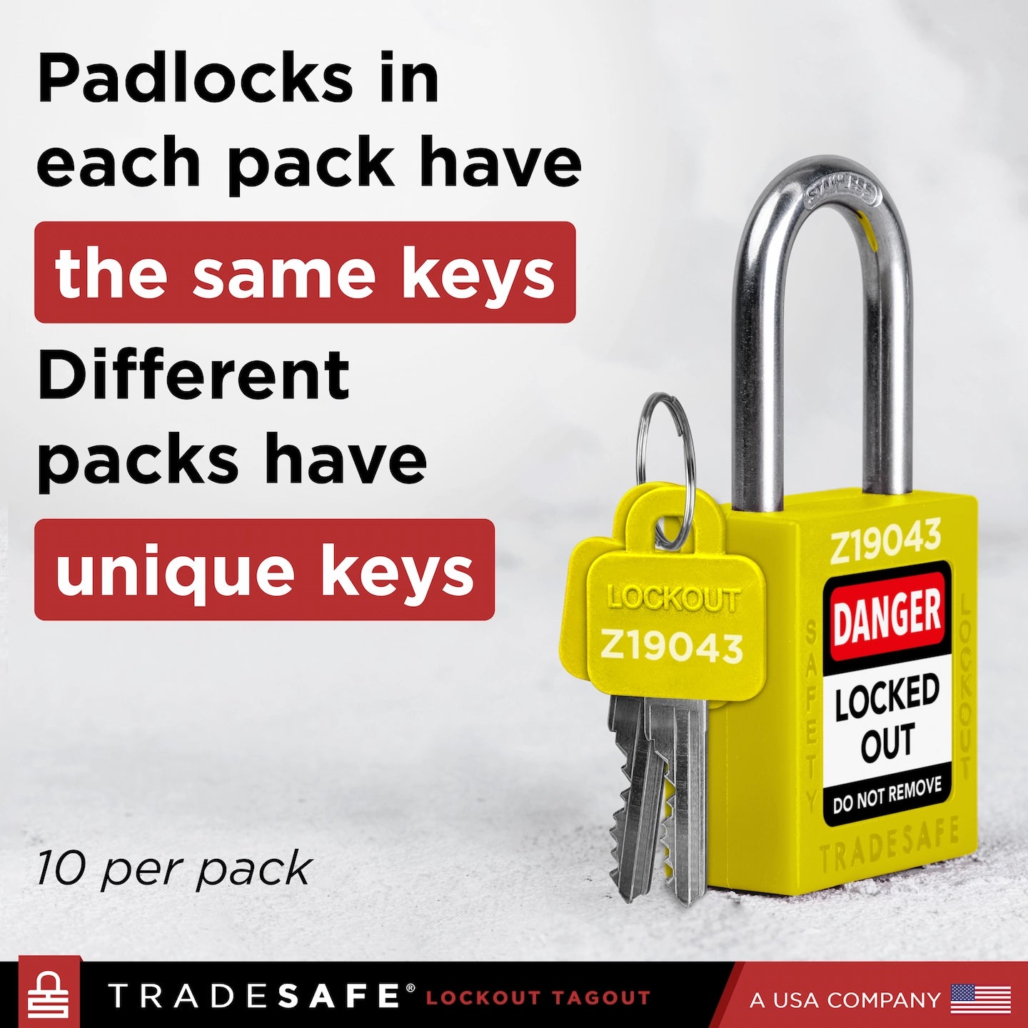 padlocks in each pack have the same keys, different packs have unique keys