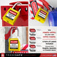 infographic showcasing keyed different master keyed padlocks with label sets in-used on group loto box