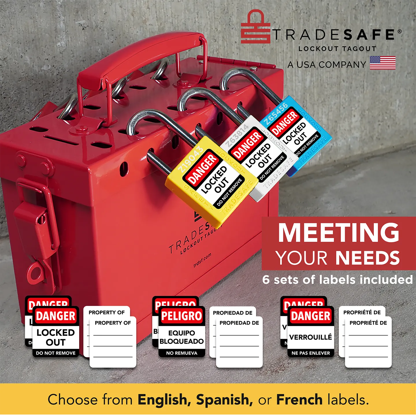 tradesafe meeting your needs 6 sets of labels included