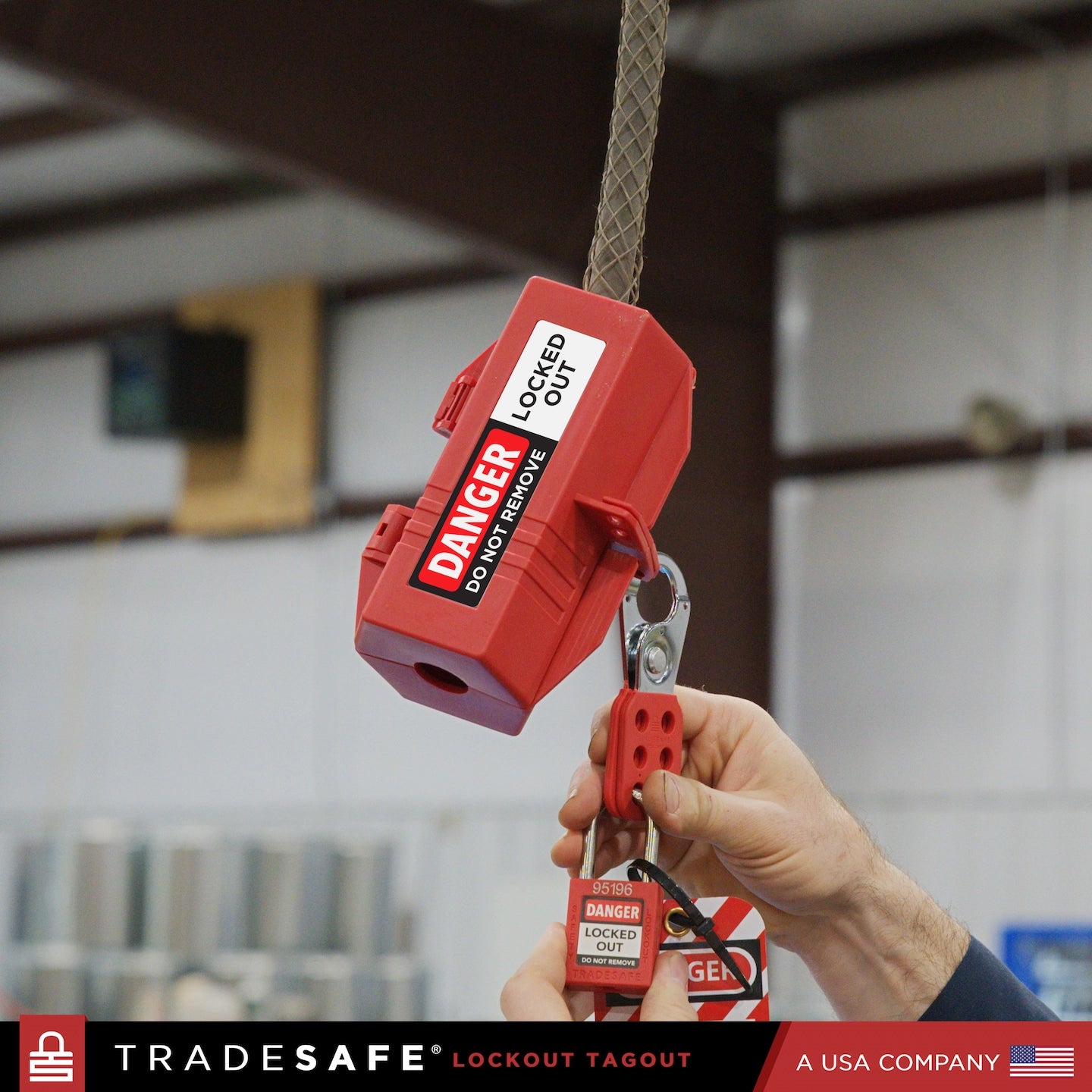 tradesafe plug cord lockout in use