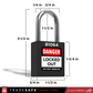 black lockout tagout padlock with dimensions