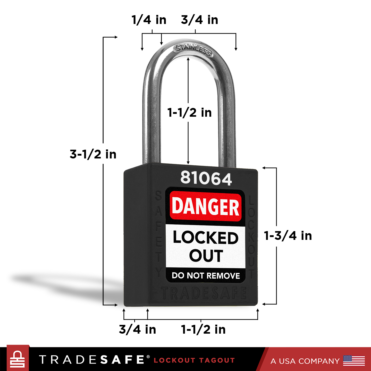 Black Keyed Different Lockout Locks - 2 Keys - 10 Pack | TRADESAFE