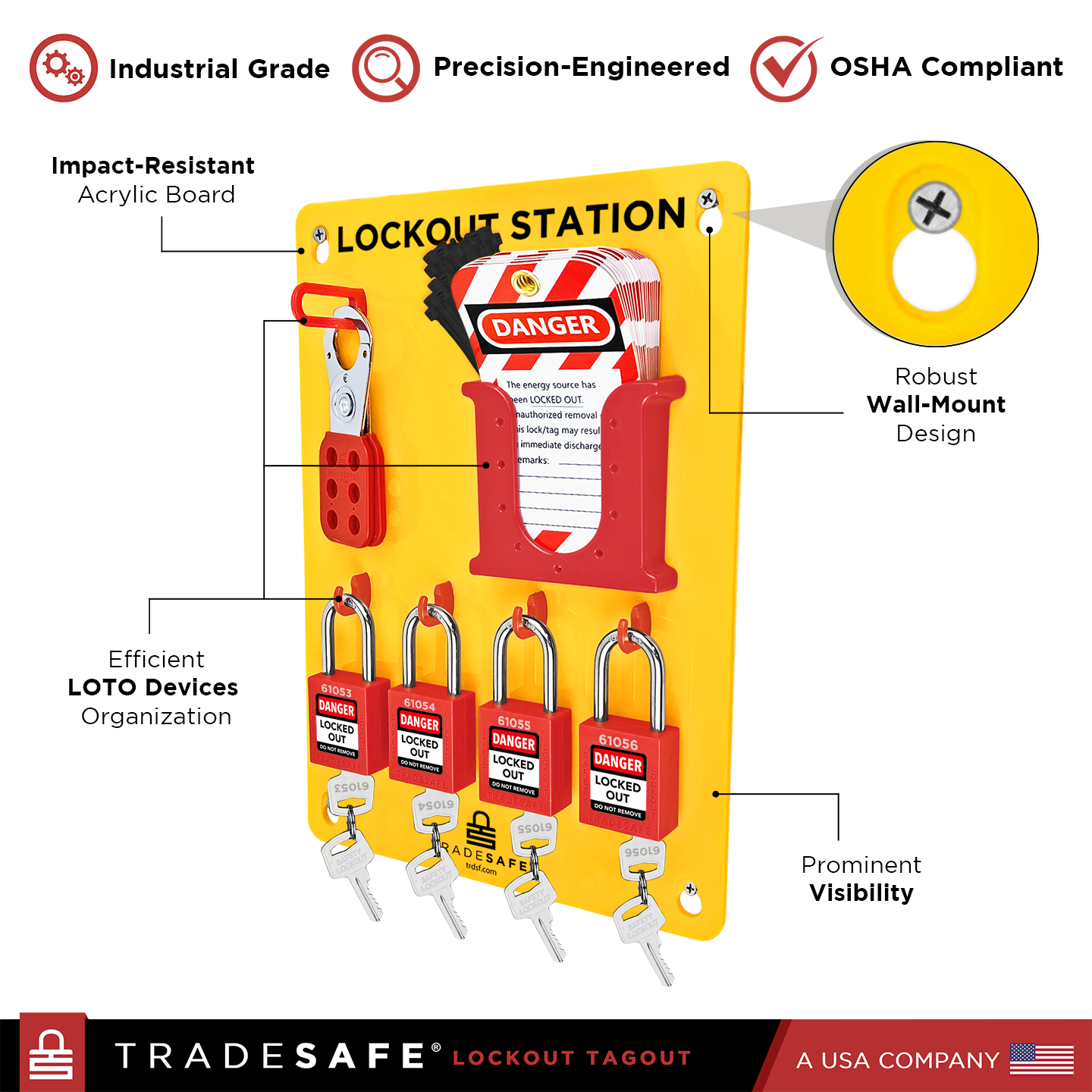 infographic of tradesafe lockout station features