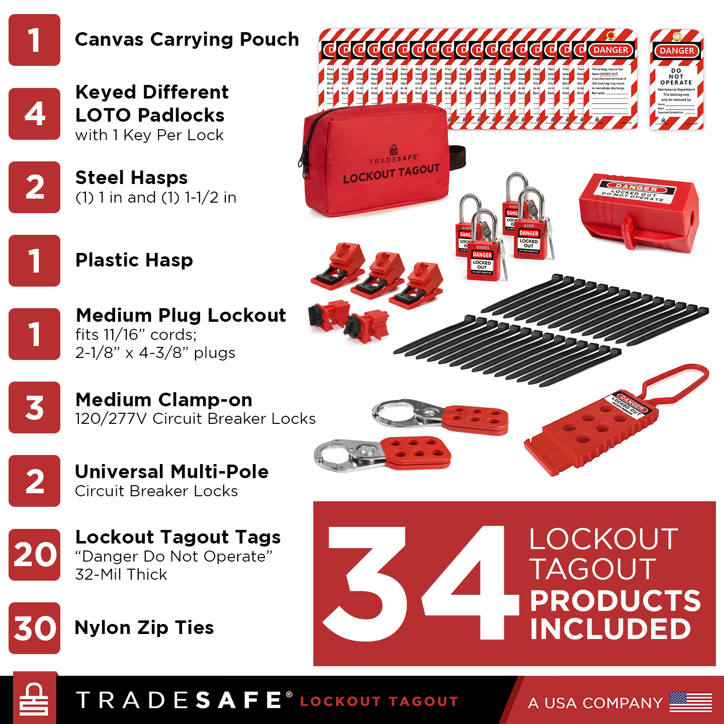 Electrical Lockout Tagout Kit – 1 Key Per Lock | TRADESAFE