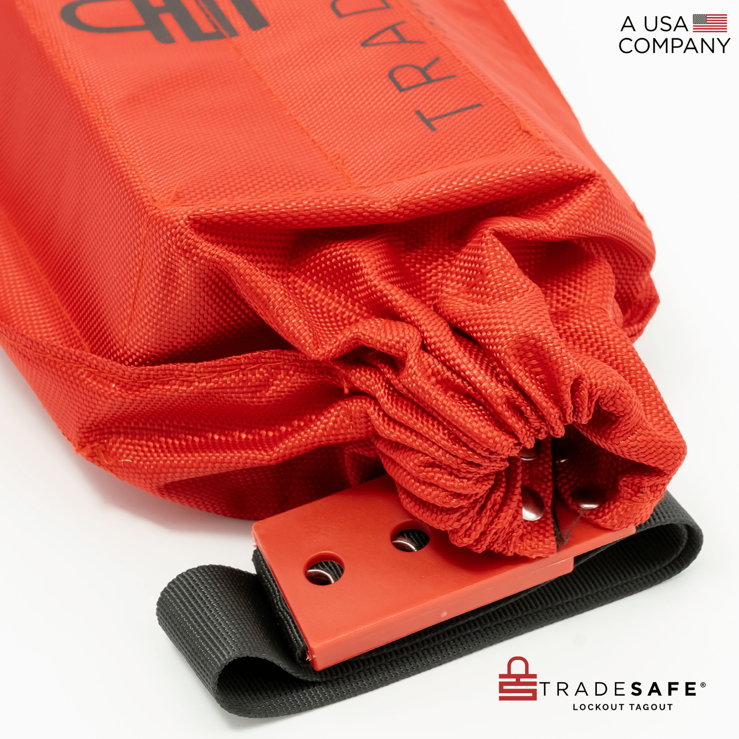 close-up view of lockout tagout cinch bag
