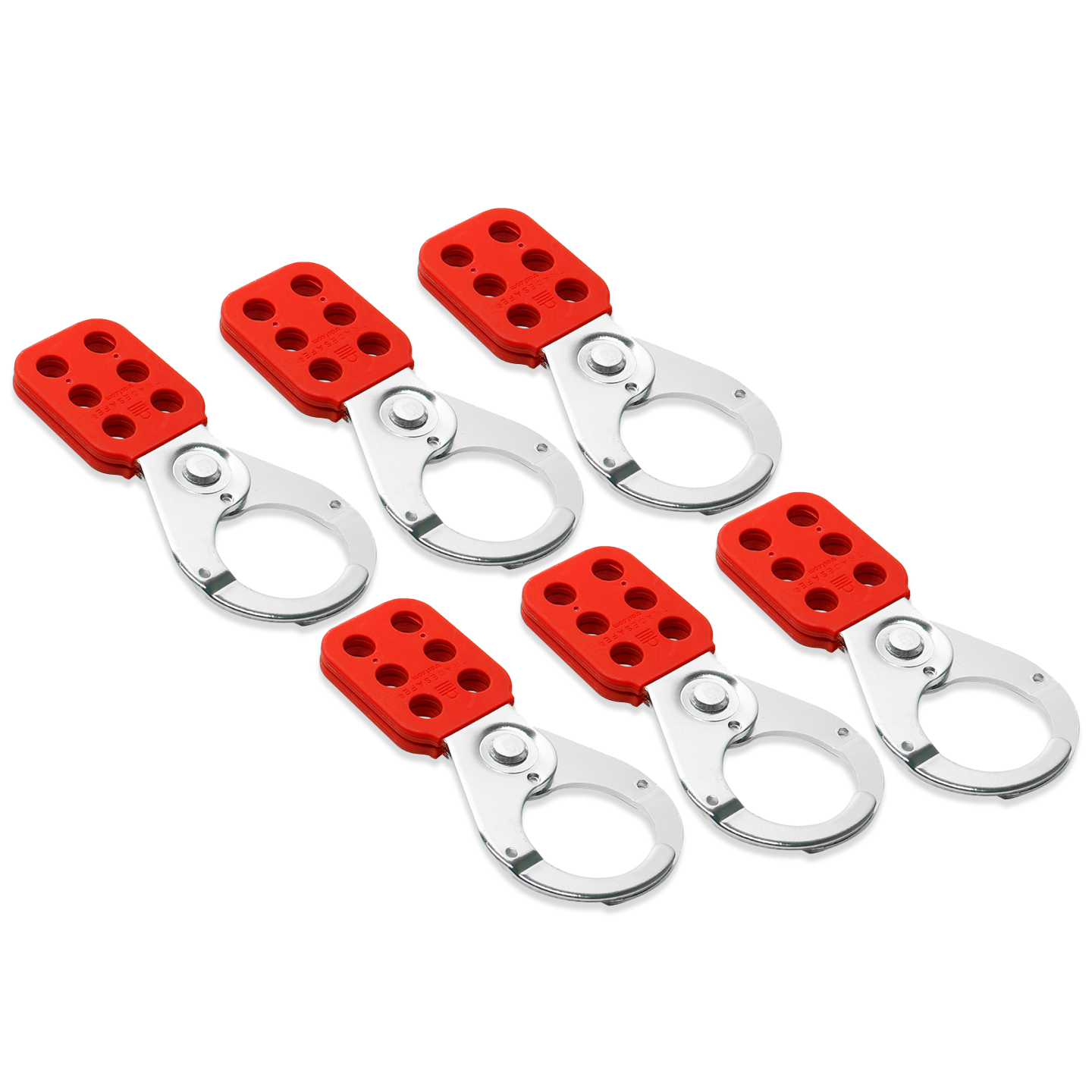 Lockout Tagout Hasp – Nylon and Steel, 1-1/2" Jaw Diameter, 6 Pack