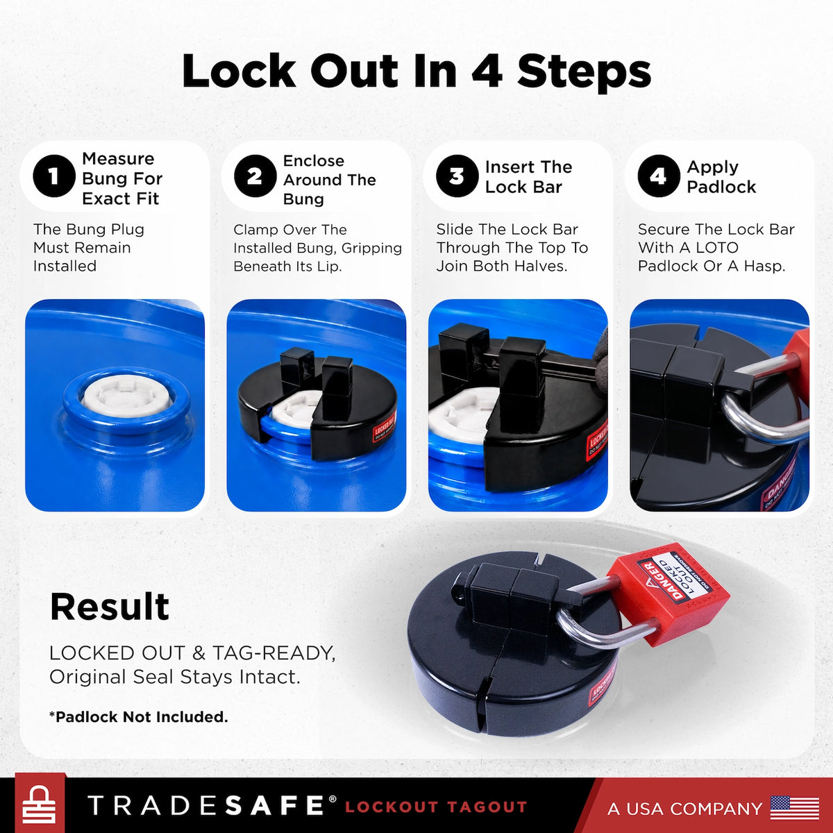 lock out in 4 steps, ow to install the drum bung lock out