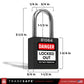 black lockout tagout padlock with dimensions