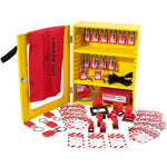 tradesafe lockout tagout station cabinet with keyed different LOTO padlocks